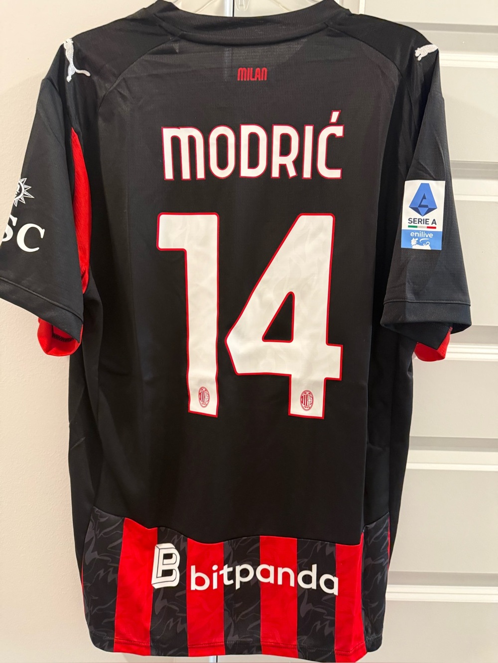 NWT 2025 AC Milan Modric #14 Men’s Soccer Jersey XXL Black Red Serie A